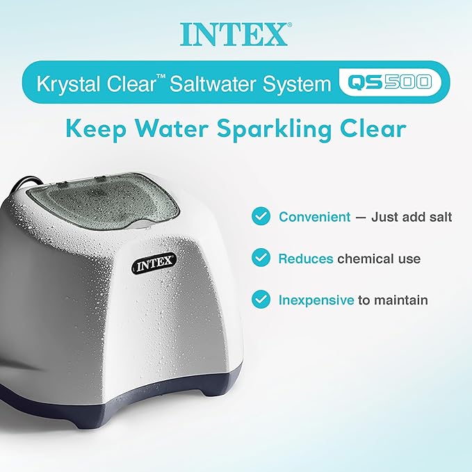 INTEX QS500 Krystal Clear Saltwater Chlorine System for Above Ground Pools: Keeps Water Clean and Clear – Reduces Chemical Use – Up to 7000 Gal. Pools