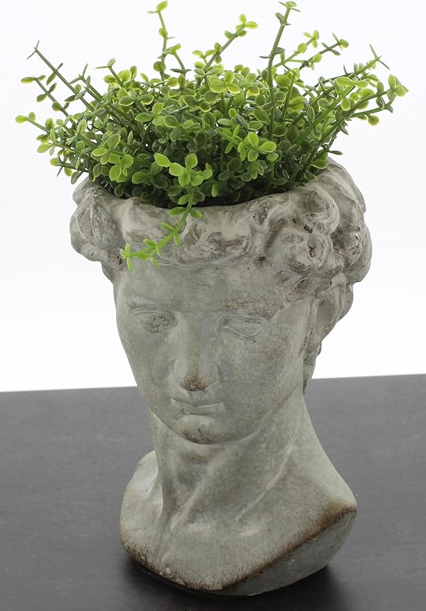 The Bridge Collection Antique Style Old World Greek Statue Head Cement Face Planter Pot
