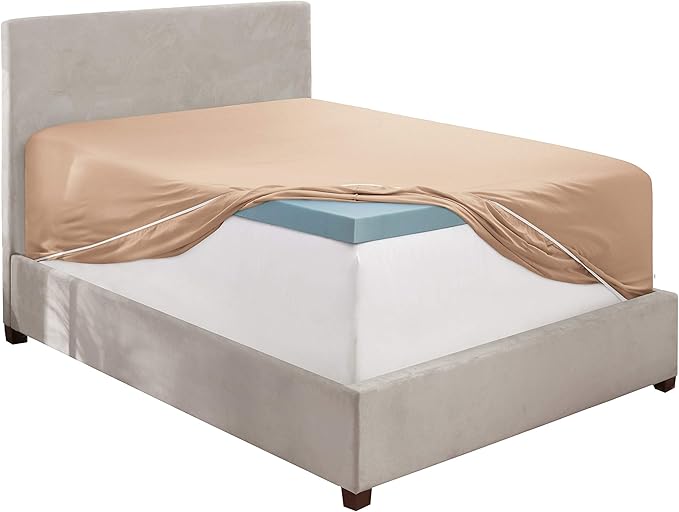 Clara Clark Fitted Sheet, Extra Deep Pocket Fits Deep Mattress, Luxury Soft Fitted Sheet Only, King - Extra Deep Taupe Sand