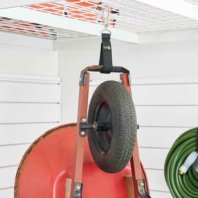 Hook 'n Hang Wrap-It Storage Straps - Assorted 3-Pack Black - Heavy Duty Extension Cord Holder with Hooks for Cord or Garden Hose Storage
