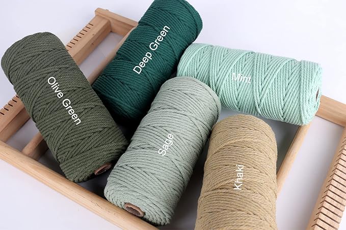 NOANTA Gray Macrame Cord 3mm x 328yards, Colored Macrame Rope, Cotton Rope Macrame Yarn, Colorful Cotton Craft Cord for Wall Hanging, Plant Hangers, Crafts, Knitting