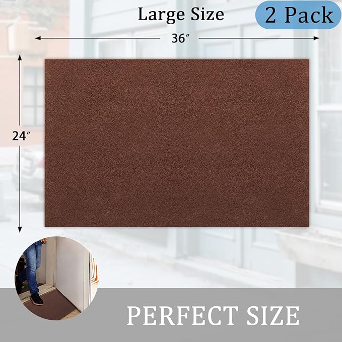 AAZZKANG Blank Doormat Outdoor Entrance Non Slip Front Door Mat 2-Pack Ultra Absorb Mud Easy to Clean Multi-Purpose Carpet for Patio,Garden,Home Large 36"x24"