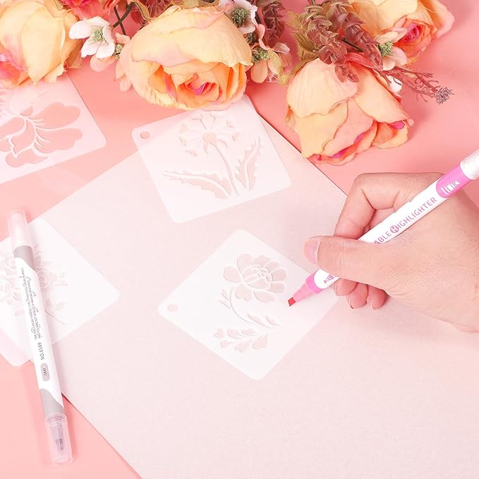 20 Pcs Flower Stencils for Crafts Reusable Flower Stencils for Painting on Wood Paintings Crafts Templates Drawing Stencil for Painting on Wood Rocks Canvas Fabric Glass Pottery