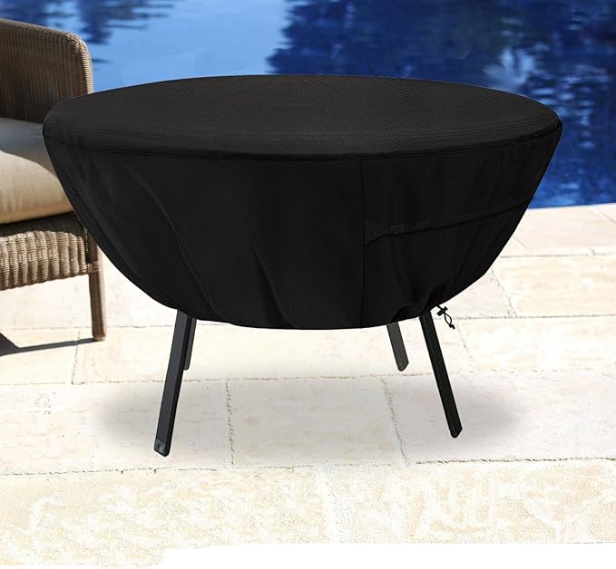 Round Patio Table Cover,Suitable for 36 Inch Diameter Patio Round Table,Waterproof Heavy Duty Round Outdoor Coffee Table Cover,Black