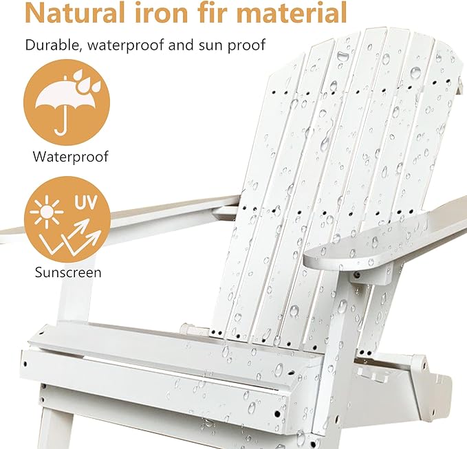PayLessHere Adirondack Chairs, Weather Resistant Patio Chairs with Pinewood Wooden Textured for Patio Lawn Garden Backyard Deck Pool Beach Fire Pit