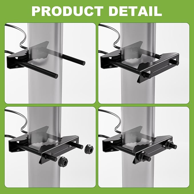 Bird Feeder for Railing Pole, Bird Feeding Station with Metal Mesh Food Tray and Water Bowls Adjustable 2.7" Pole Hummingbird Feeders for Outside Birdbaths Birdfeeder Fences Deck
