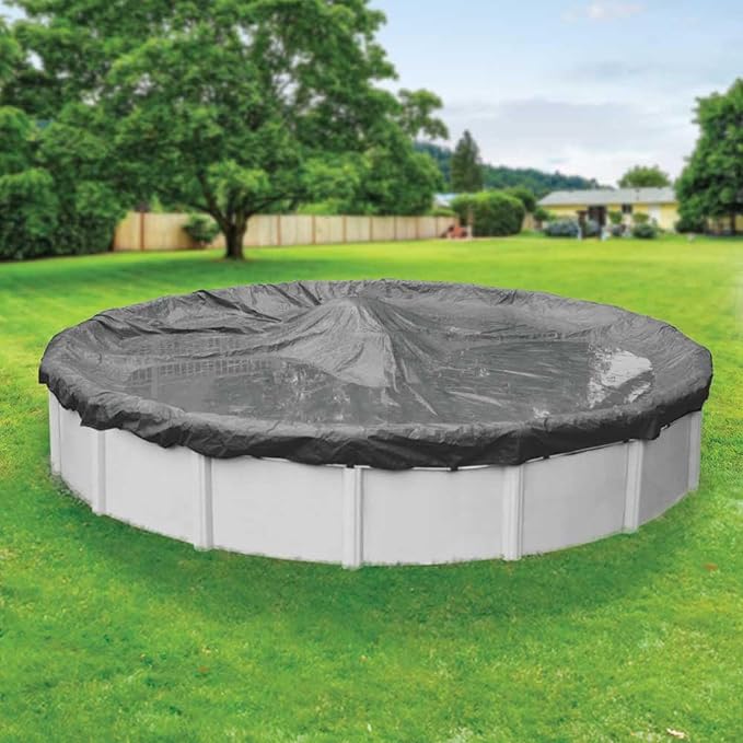 Robelle 15 ft Ultimate Charcoal Winter Pool Cover for Above Ground Pools, 4 ft Overlap (19 ft Cover Size), Solid 14 x 14 Scrim, 5.2 oz/yd2, 20-Year Warranty, Style: 5115-4