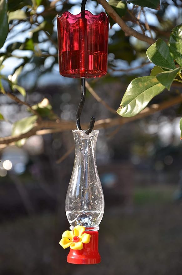 Mini Hummingbird Feeder 4 Pack 2.3oz Small Nectar Plastic Red Cute Hummingbird Feeders with Hanging Wires for Outdoor (Tulip Tube)