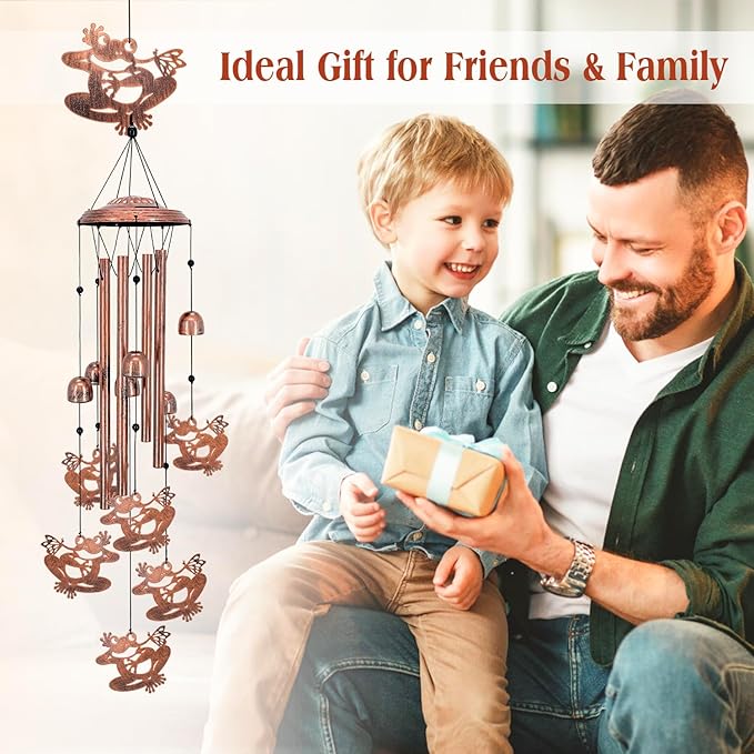 Frog Wind Chimes for Outside,Frog Gifts for Women Men/Memorial Gifts/Sympathy Gift/Birthday Gift Metal windchimes Outdoors/Indoors,Garden Decor,Patio,Home,Porch,Yard Decorations