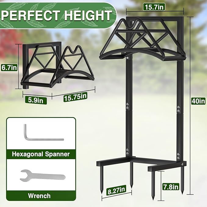 New Garden Hose Holder, Heavy Duty Freestanding Water Hose Holder Stand Holds 160-feet Hose, Detachable Hose Storage Reels Hanger Rack for Outside Yard Lawn Farm