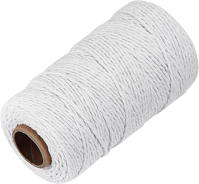 White Cotton Butchers Twine String - Ohtomber 328 Feet 2MM Bakers Twine for Crafts, Kitchen Cooking Butcher String for Meat and Roasting, Gift Wrapping
