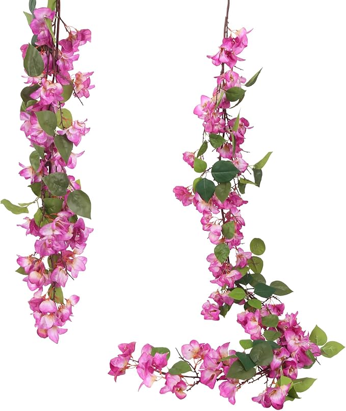 IPOPU Light Purple Bougainvillea Garland Artificial 5.9FT 1 PCS – Artificial Flower Garland, Faux Bougainvillea Vines for Backdrop, Party, Wall Decor