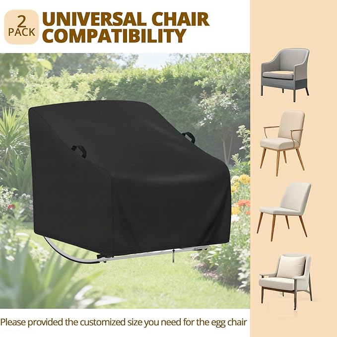 Waterproof Patio Chair Covers,Heavy Duty 2 Pack Patio Furniture Cover for Outdoor Swivel/Rocking Chairs,Outdoor Seat-Cover with Reinforced Waterproof Strip,(33"W x 35"D x 38.5"H,2-Pcs)