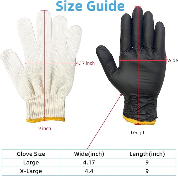 BBQ Gloves Disposable Heat Resistant - 4 Reusable Cotton Liners & 100 Nitrile Gloves for Barbecue Smoker, Grilling, Cooking Hot Meat, Food Prep - 5Mil, Non-Slip Grip, Black X-Large