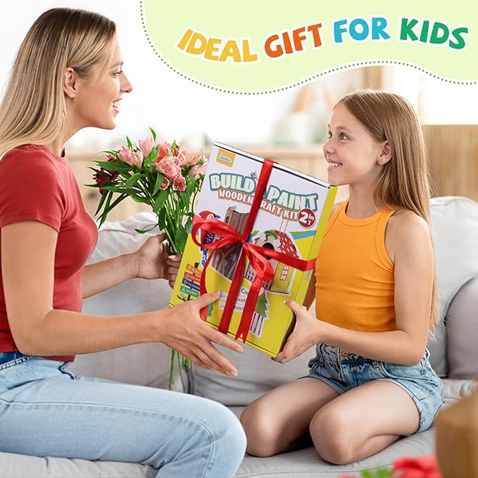 Paint Your Own BirdHouses, Wooden Painting Crafts Kits for Kids, Wooden Woodpecker Doorbell & DIY Bird House for Outside, Arts and Crafts for Kids Ages 8-12, Gifts for 8-12 Year Old Girls Boys