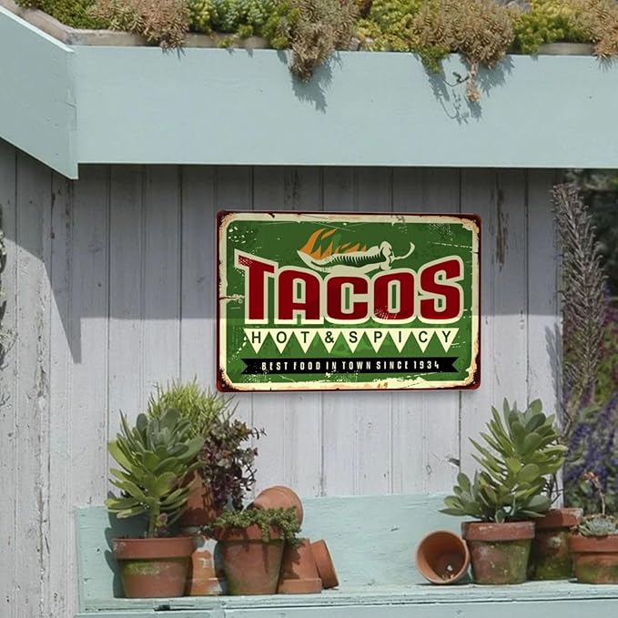 Taco Vintage Metal Tin Sign Retro Rustproof Funny Art Wall Decor Gift 8x20 Inch