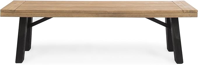 Christopher Knight Home Bettina Outdoor Acacia Wood Dining Bench with Brushed Mahogany Legs, Brushed Grey / Brushed Mahogany
