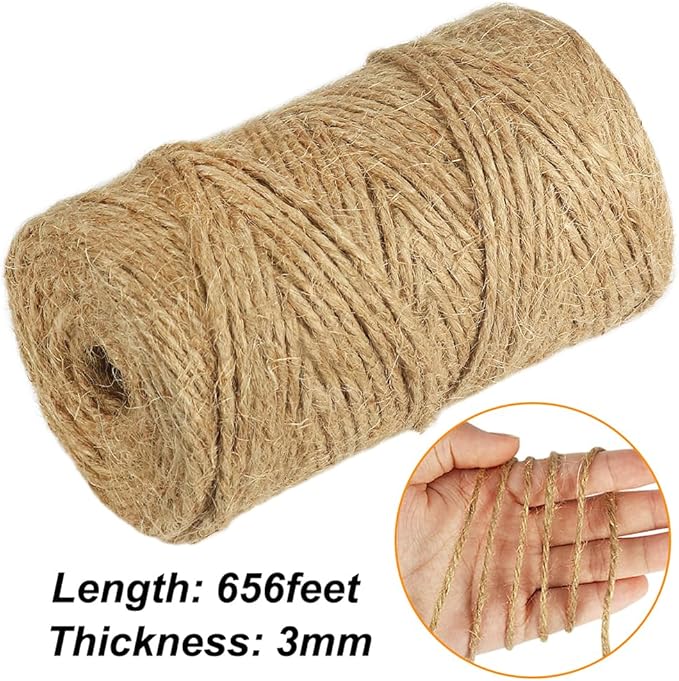 Vivifying 3mm Jute Twine, 2Pcs × 328 Feet Strong Natural Garden Twine for Climbing Plants, Tomatoes, Crafts, Gift Wrapping and Decoration (Brown)