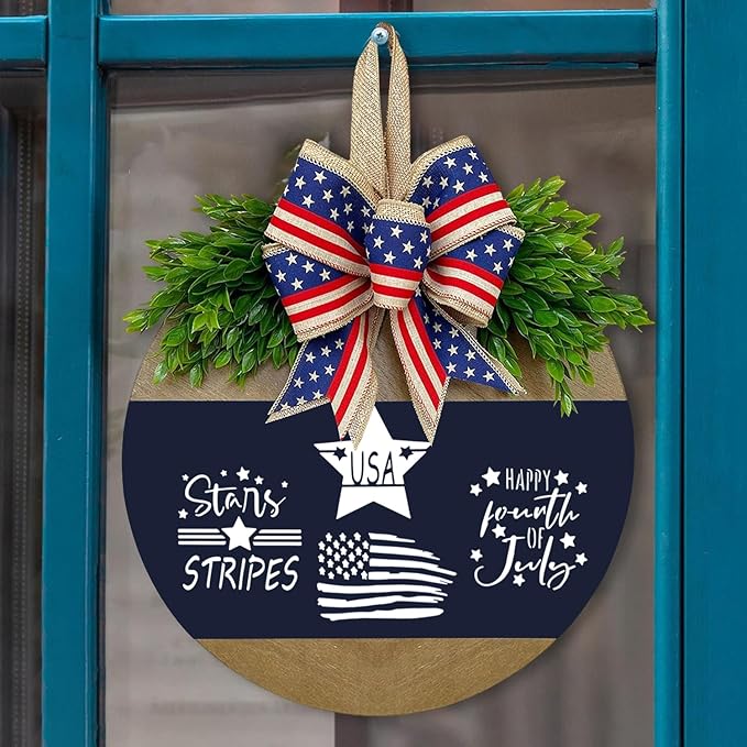 Patriotic Stencils, 24 PCS Reusable 4th of July Stencils Independence Day Templates for Painting American Flag Scrapbooking Wall Floor Home Decor DIY Rock Painting Art Projects 3 x 3 Inch