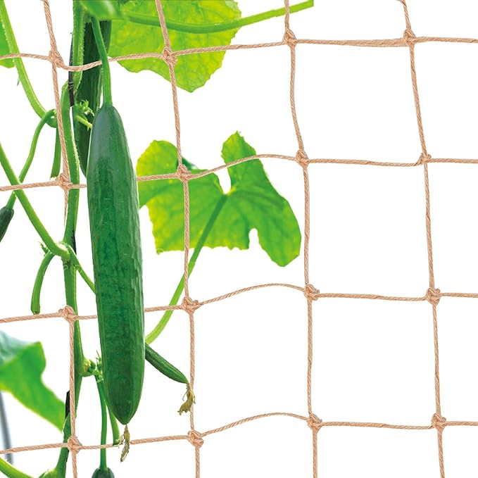 Jute Trellis Netting - Jute Netting for Garden, Heavy Duty Plant Support Netting for Climbing Plants, Cucumber, Vine, Fruits & Vegetables, Climbing Vining Plants (3.3 Ft X 16.4 Ft, 3.9 Inch Squares)