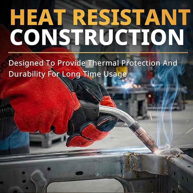 Welding Gloves 16 Inches 932°F Extreme Heat Fire Resistant Leather Forge Gloves for Mig, Tig, Stick, BBQ, Fireplace, Wood Stove, Furnace, Animal Handling, Handling Dry Ice - Safety Work XL