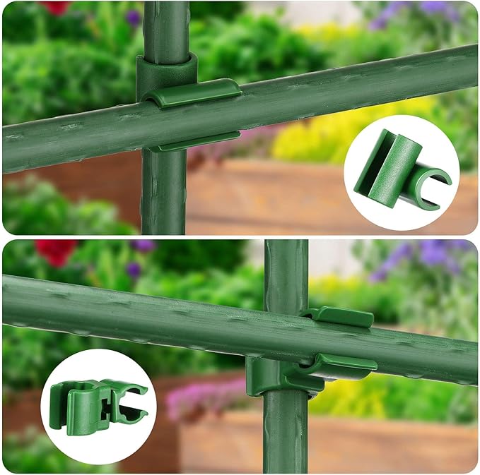 Adjustable Plant Trellis Connector Clip Plastic Connector Stakes Garden Plastic A-Type Connecting Joint Buckle Clip for Gardening Metal Steel Plant Supports(50 Pieces,11 mm)