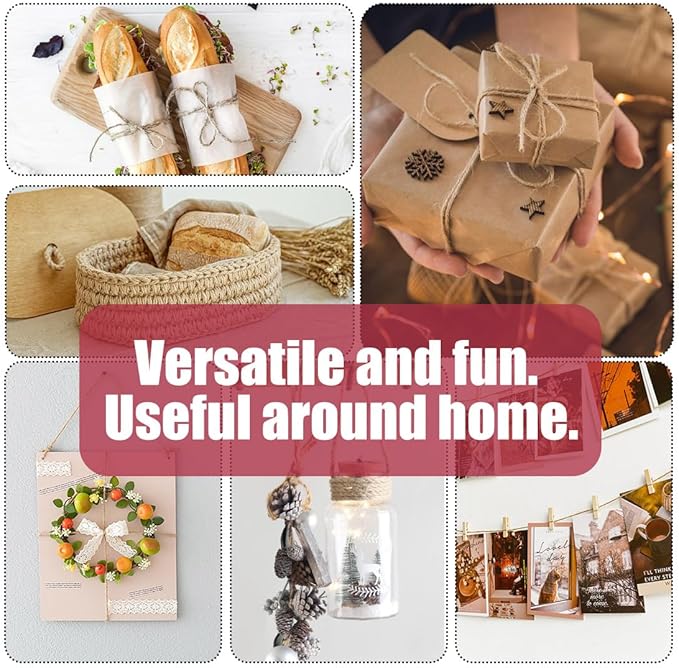PerkHomy 1200 Feet (2Pcs*600ft) Jute Twine String for Crafts Gift Wrapping Packing Gardening Crochet Knitting Macrame Decor (Brown 600ft*2pcs Pie-Shaped)