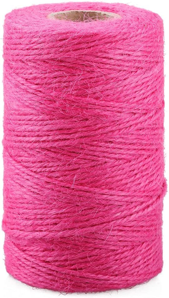 jijAcraft Jute Twine, 328 Feet, 2mm Natural Colored Rose Red Twine for Gift Wrapping, Climbing Plants, Garden Craft & DIY Christmas Decoration