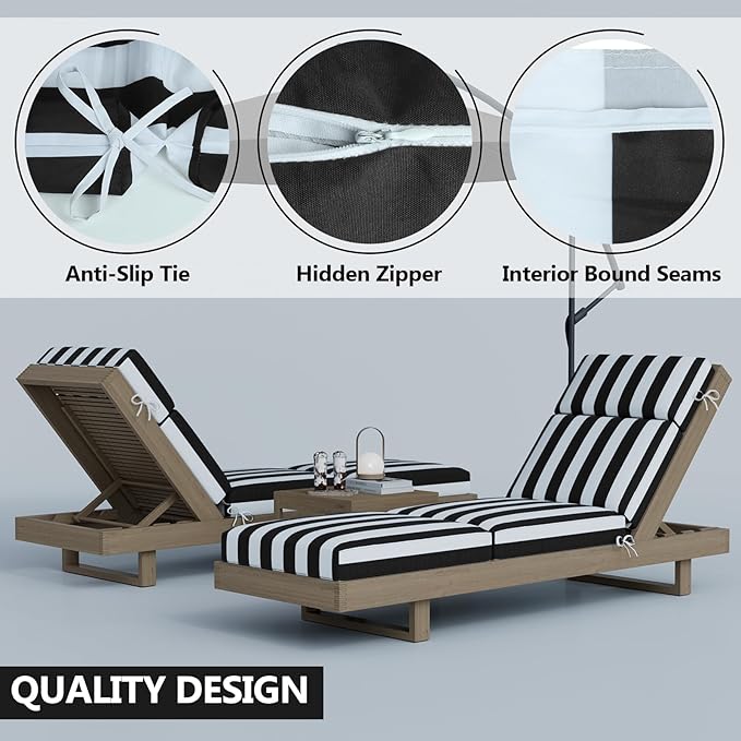 Chaise Lounge Cushions Outdoor, 80 x 26 x 4 Inch Lounge Chair Cushions for Outdoor Furniture - Waterproof Lounge Patio Replacement Cushion, 4In Fade-Resistant ThickPatio Chaise Lounge Cushion