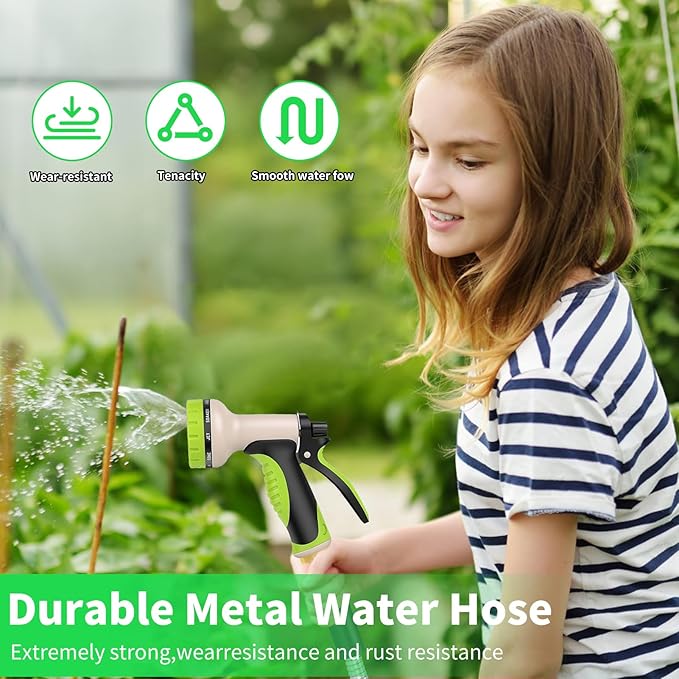 Stainless Steel Metal 75FT Garden Hose Lightweight, Puncture & Rust Proof Heavy Duty Water Hose for Yard, RV, Garden, Outdoor