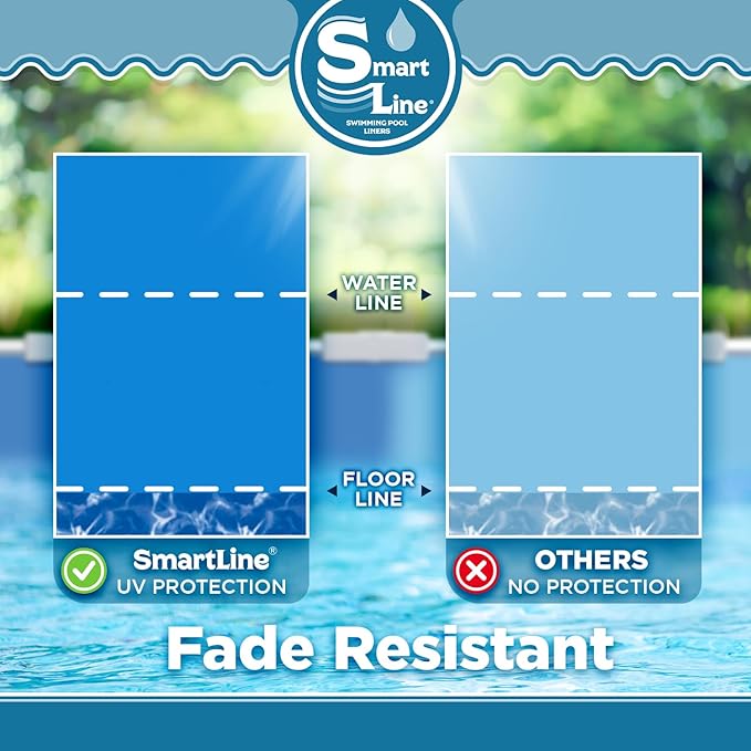 SmartLine 15 ft x 25 ft Oval Swimming Pool Liner | Swirl Bottom | Overlap Style | 48-52 Inch Wall Height | 25 Gauge Vinyl | for Steel Sided Above Ground Pools | Gasket Kit Included