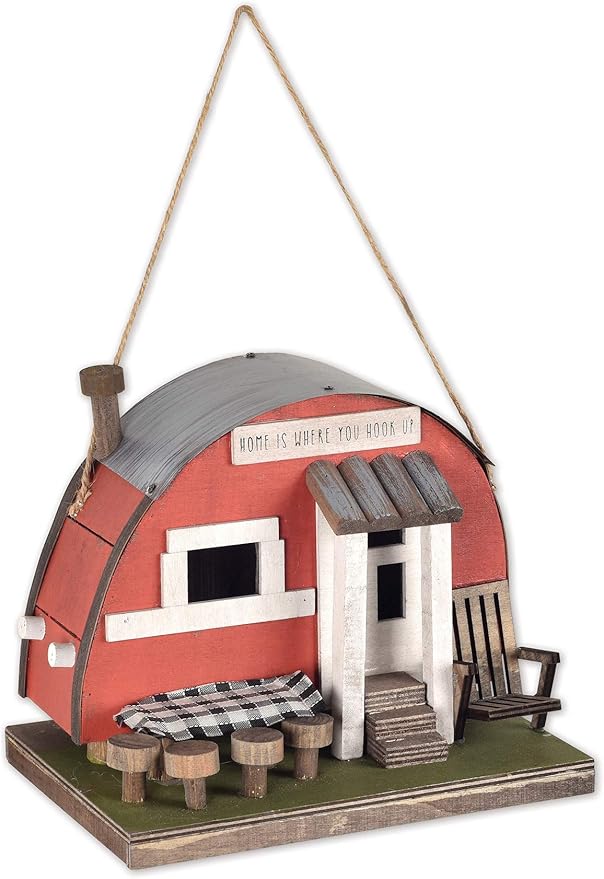 Sunset Vista Designs Welcome to The Woods Decorative Birdhouse, Moon Camper Trailer