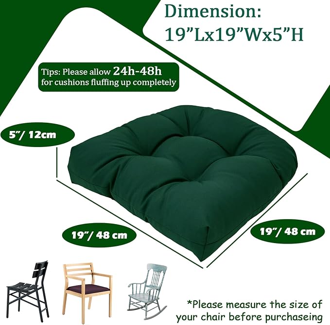 MTMR Water-Repellent Outdoor Chair Cushions Set of 2, 19”X19” Patio Chair Cushions with High Elasticity PP Cotton, Thick Tufted Outdoor Patio Furniture Cushions, Seat Cushions for Outdoor Furniture
