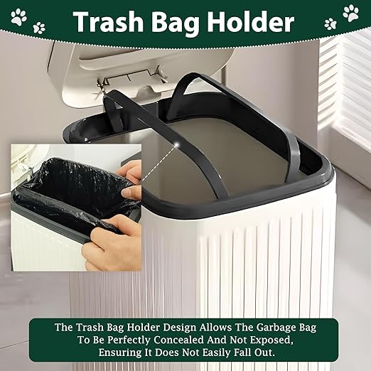 Dog Poop Trash Can Outside, 5L/1.3 Gal Pet Poop Bucket with Lid, Foot Pedal, Dog Waste Container with 40 Bags, Lid Soft Close for Pet, White