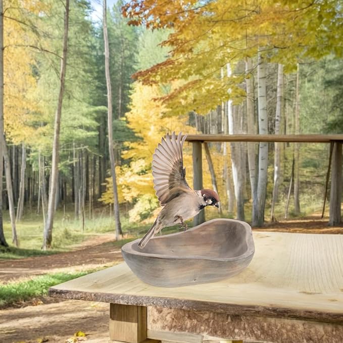 Wood Butterfly Feeder Bowl 9.84X6.69X2.36In Outdoor Birdbath Water Dish for Hummingbirds Butterflies Rustic Garden Wildlife Decor