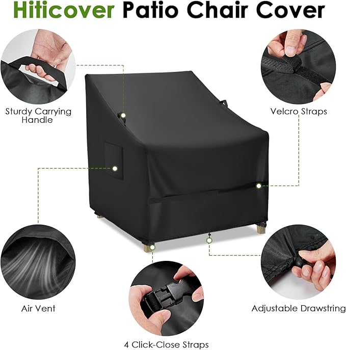 Outdoor Patio Adirondack Chair Covers 2 Pack, Waterproof Heavy Duty Lawn Chairs Cover for Outdoor Furniture, Patio Rocking Swivel Chair Covers, 30" W x 31" D x 33" H