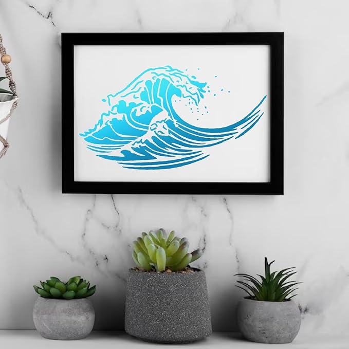 yhslmh Beach Wave Stencils for Painting on Wood Reusable Canvas Nautical Sunrays Stencil for Crafts Kids Art Projects Drawing Card Making Pattern for Wall Decorative (Sunrays Wave)