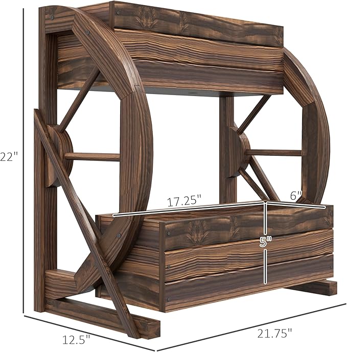Outsunny 2-Tier Raised Garden Bed, Wooden Wagon Planter Boxes with Drainage Holes, for Vegetables Flowers Herbs, 22" x 13" x 22"
