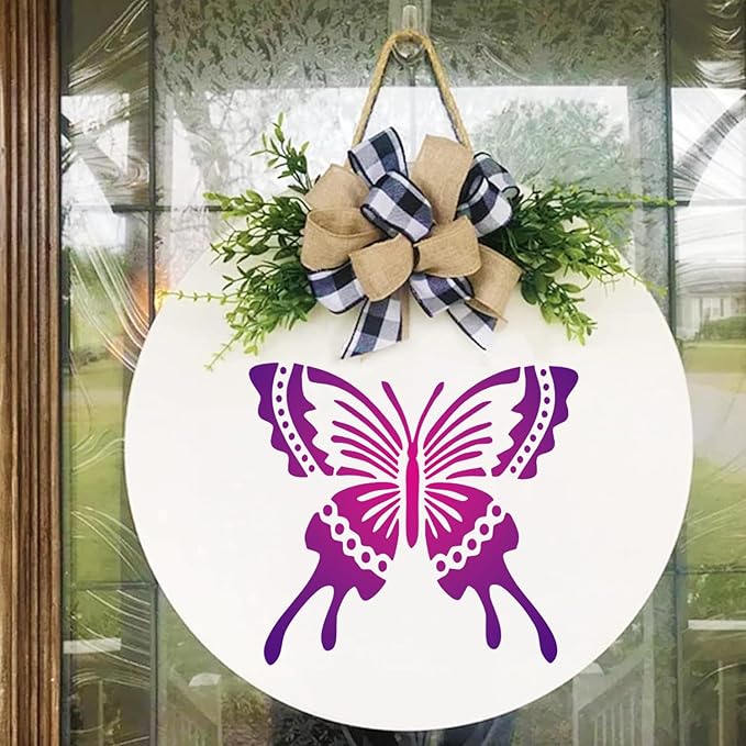 6 PCS Butterfly Stencil Reusable Flying Butterfly Template Plastic Nature Floral Stencils for Painting on Wood Walls Fabric Furniture Floors Home Decor DIY Craft Wood Sign 11.8 x 6.3 Inch