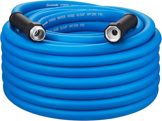 DEWENWILS Hybrid Garden Hose 75 ft x 5/8", Heavy Duty Water Hose with Swivel Handle, Lightweight Flexible Hose for Plants, Car, Yard, 3/4 Inch Solid Fittings, Drinking Water Safe