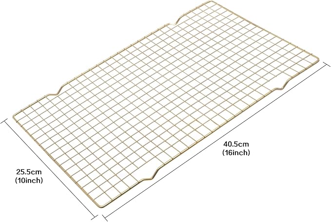 Coolbird 16 * 10 inch BBQ Grill Mesh Metal BBQ Barbecue Grill Grilling Mesh Wire Cooking Net Outdoor,Barbecue Grilled Grid (Gold)
