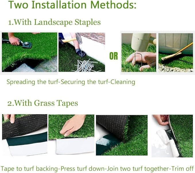 Petgrow Realistic Artificial Grass Turf -5FTX10FT(50 Square FT),Indoor Outdoor Garden Lawn Landscape Synthetic Grass Mat - Thick Fake Grass Party Wedding Christmas Rug