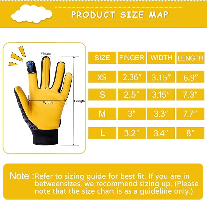 Kids Genuine Leather Work Gloves, Safety Gloves, Touch Screen, Reflective, Breathable Design, for Children Age 2-12