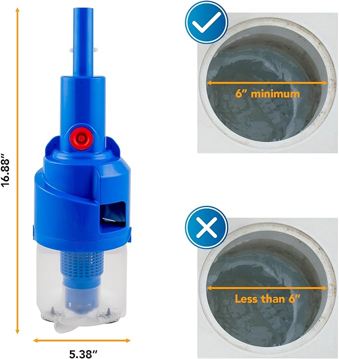 POOL BLASTER Dynamo Pool Skimmer Basket Vacuum, Cordless Hands-Free Safe Debris Removal Tool, No Bending Over, No Skimmer Basket Handle Needed, Rechargeable, Battery-Operated, with Skimmer Basket Hook