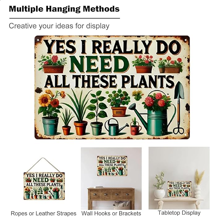 Garden Signs Vintage Metal Sign, Retro Garden Signs for Outside Home Gardening Greenhouse Yard Outdoor Decor 8x12 Inch