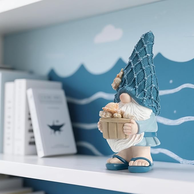 Beach Gnomes Statues,Ocean Gnomes,Nautical Themes Decoration,Beach, Gnome Holding a Bucket