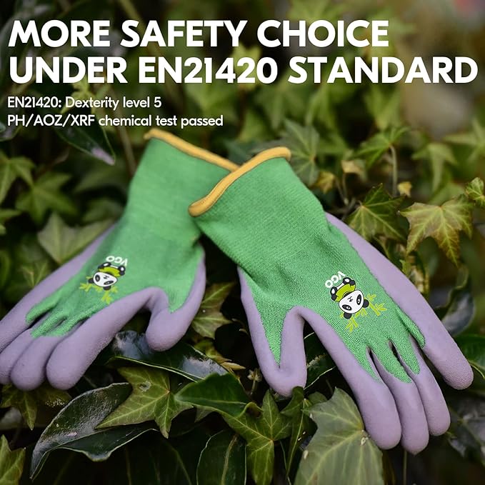 Vgo... 1-Pair Age 3-5 Kids Gloves Kids Gloves, Bamboo Fibre Gardening Gloves, Children Yard Work Gloves, Soft Safety Rubber Gloves (Size XXXS, Green, KID-RB6026)