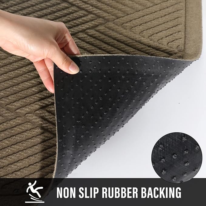 Sturdy Front Door Mat, Absorbent Muddy Dirt Resist Welcome Door Mats Outdoor Indoor, Stain and Fade Resistant, Non-Slip Rubber Backing Low Profile Doormat for Entryway, 60×36, Beige