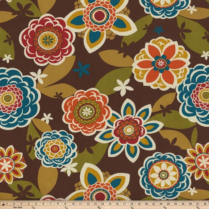 Pillow Perfect Floral Indoor/Outdoor Chair Seat Cushion, Tufted, Weather, and Fade Resistant, 19" x 19", Brown/Orange Annie, 2 Count