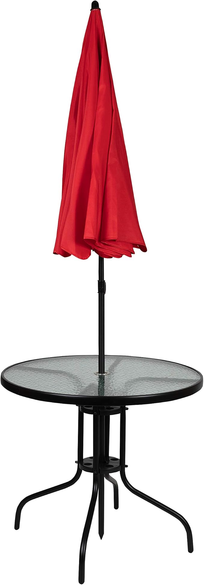 Flash Furniture Nantucket 6 Piece Red Patio Garden Set with Table, Umbrella and 4 Folding Chairs